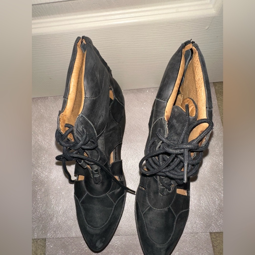Jeffrey Campbell Stein Black Suede Leather Platform Lace-Up Shoes 8 rave - Picture 6 of 12